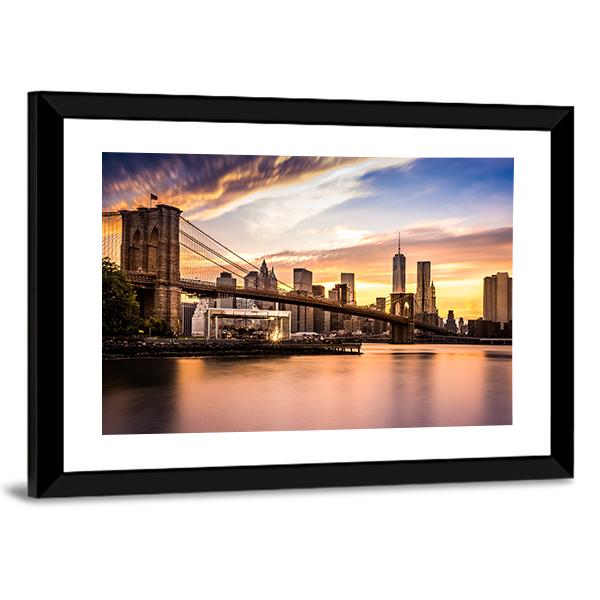 Brooklyn Bridge Park Canvas Wall Art-3 Horizontal-Gallery Wrap-25" x 16"-Tiaracle
