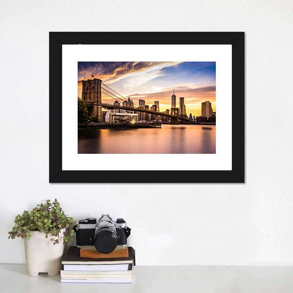 Brooklyn Bridge Park Canvas Wall Art-1 Piece-Framed Print-20" x 16"-Tiaracle
