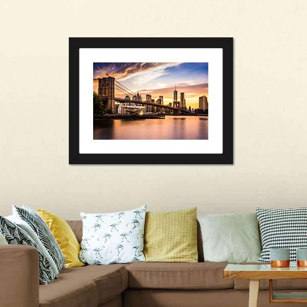 Brooklyn Bridge Park Canvas Wall Art-3 Horizontal-Gallery Wrap-25" x 16"-Tiaracle