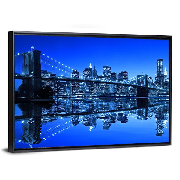Brooklyn Bridge In NY Canvas Wall Art-3 Horizontal-Gallery Wrap-25" x 16"-Tiaracle