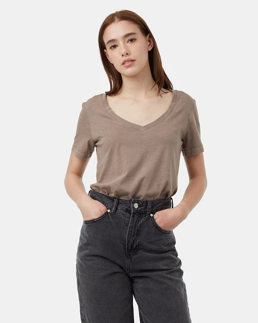 T-Shirt mit V-Ausschnitt aus regenerativer Baumwolle
