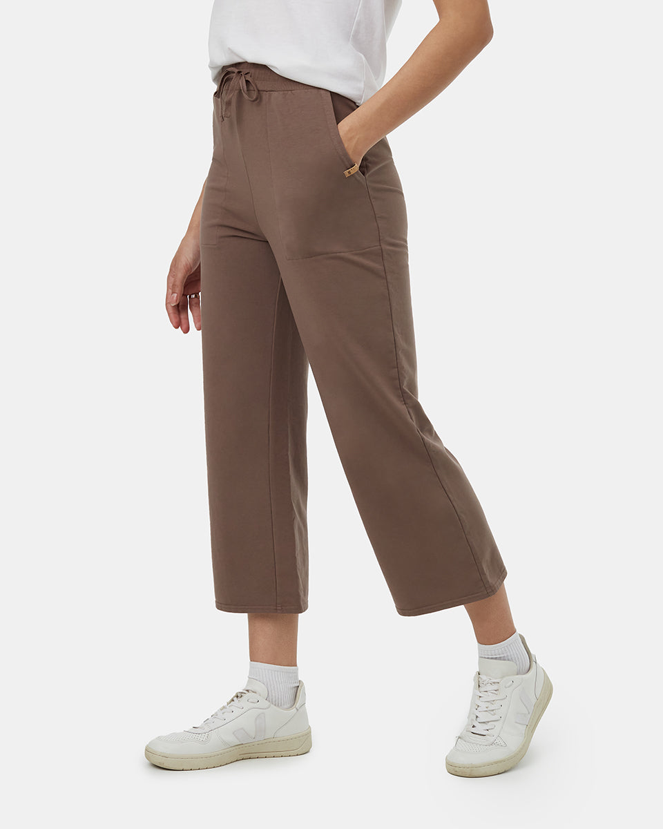 French Terry Cropped Wide Leg Sweatpant