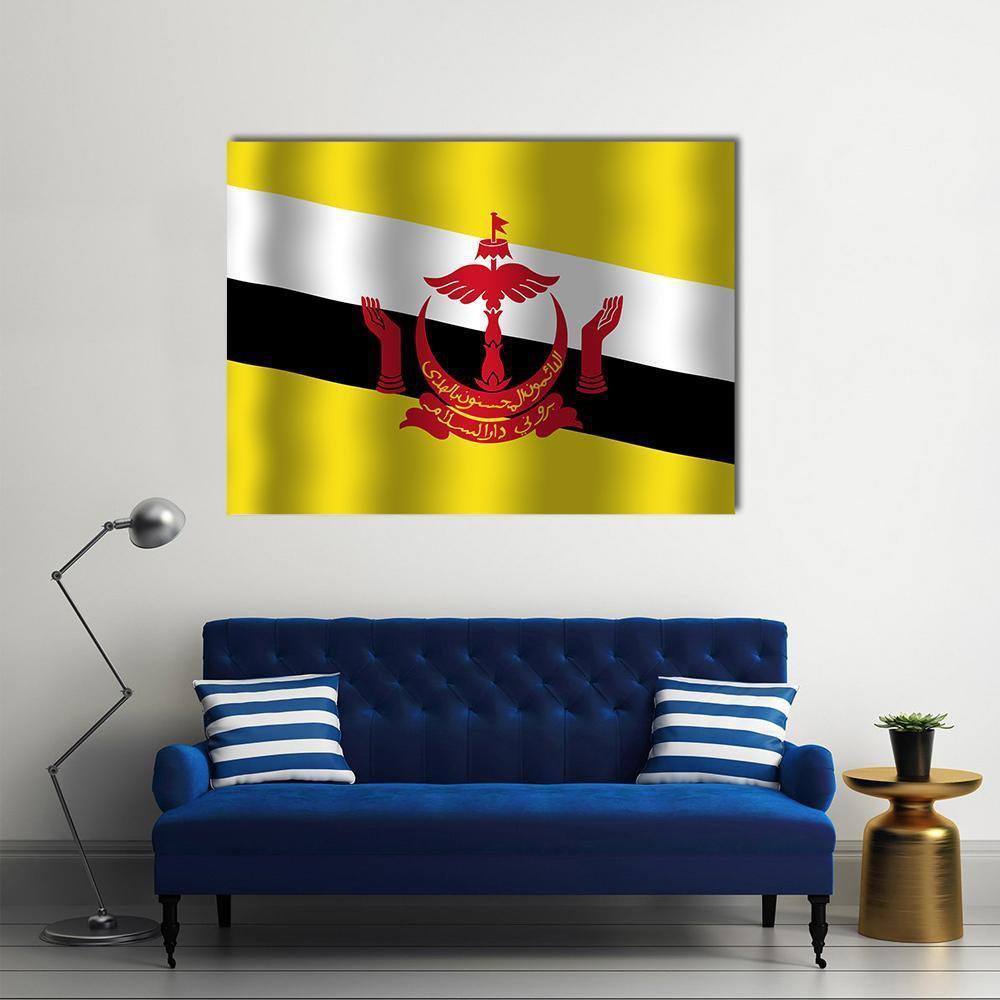 Brunei Flag Canvas Wall Art-1 Piece-Gallery Wrap-48" x 32"-Tiaracle
