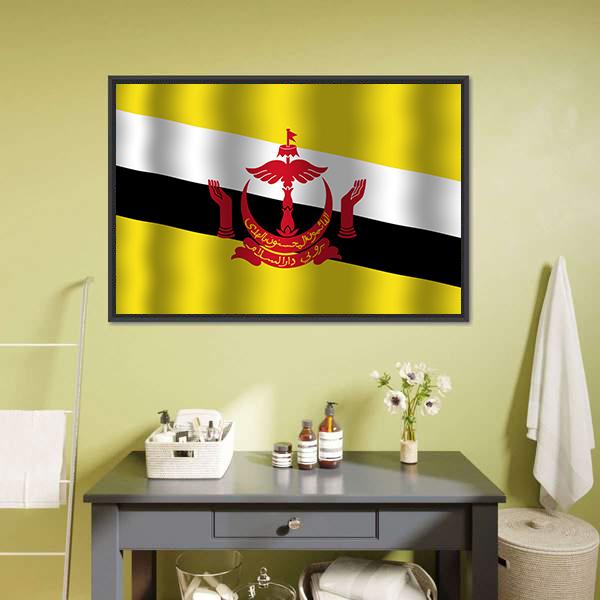 Brunei Flag Canvas Wall Art-3 Horizontal-Gallery Wrap-25" x 16"-Tiaracle