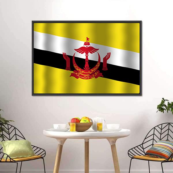Brunei Flag Canvas Wall Art-3 Horizontal-Gallery Wrap-25" x 16"-Tiaracle