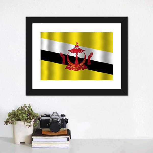 Brunei Flag Canvas Wall Art-1 Piece-Framed Print-20" x 16"-Tiaracle