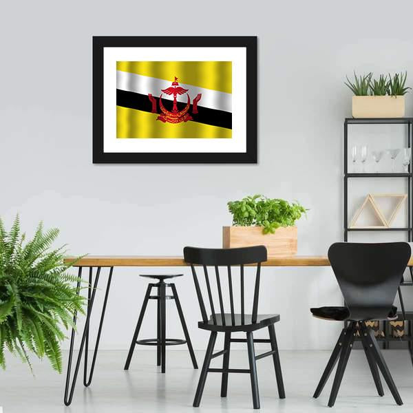 Brunei Flag Canvas Wall Art-3 Horizontal-Gallery Wrap-25" x 16"-Tiaracle