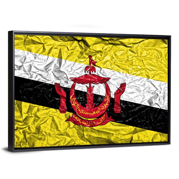 Brunei Vintage Flag Canvas Wall Art-3 Horizontal-Gallery Wrap-25" x 16"-Tiaracle