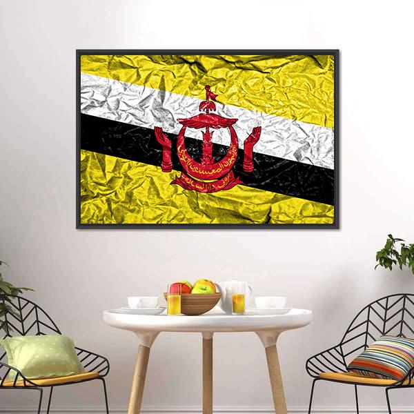 Brunei Vintage Flag Canvas Wall Art-3 Horizontal-Gallery Wrap-25" x 16"-Tiaracle