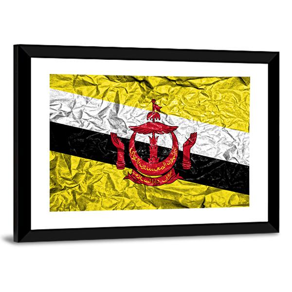 Brunei Vintage Flag Canvas Wall Art-3 Horizontal-Gallery Wrap-25" x 16"-Tiaracle