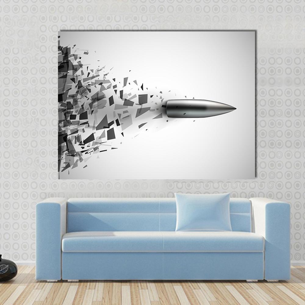 Bullet Shot Smashed The Glass In The Splinters Canvas Wall Art-1 Piece-Gallery Wrap-48" x 32"-Tiaracle