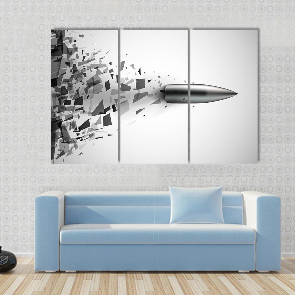 Bullet Shot Smashed The Glass In The Splinters Canvas Wall Art-3 Horizontal-Gallery Wrap-37" x 24"-Tiaracle