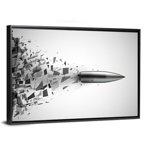 Bullet Shot Smashed The Glass In The Splinters Canvas Wall Art-3 Horizontal-Gallery Wrap-25" x 16"-Tiaracle