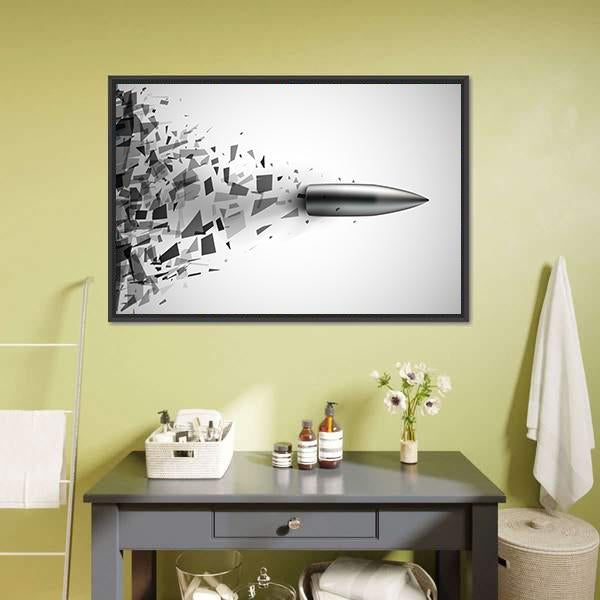 Bullet Shot Smashed The Glass In The Splinters Canvas Wall Art-3 Horizontal-Gallery Wrap-25" x 16"-Tiaracle