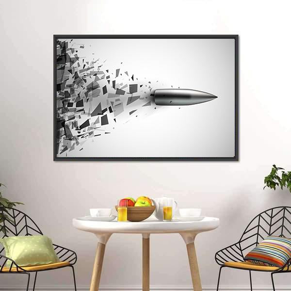 Bullet Shot Smashed The Glass In The Splinters Canvas Wall Art-3 Horizontal-Gallery Wrap-25" x 16"-Tiaracle