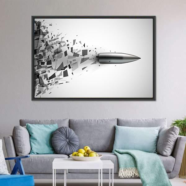 Bullet Shot Smashed The Glass In The Splinters Canvas Wall Art-1 Piece-Floating Frame-24" x 16"-Tiaracle