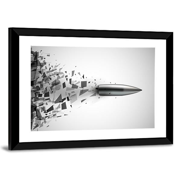 Bullet Shot Smashed The Glass In The Splinters Canvas Wall Art-3 Horizontal-Gallery Wrap-25" x 16"-Tiaracle