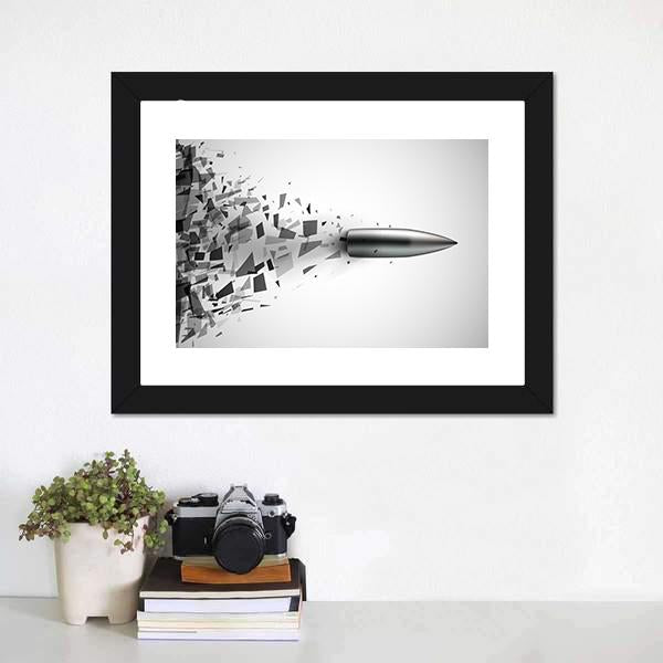 Bullet Shot Smashed The Glass In The Splinters Canvas Wall Art-1 Piece-Framed Print-20" x 16"-Tiaracle