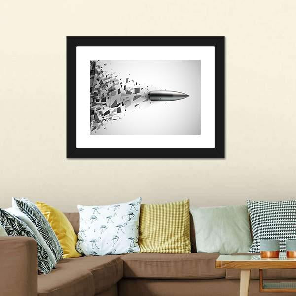 Bullet Shot Smashed The Glass In The Splinters Canvas Wall Art-3 Horizontal-Gallery Wrap-25" x 16"-Tiaracle