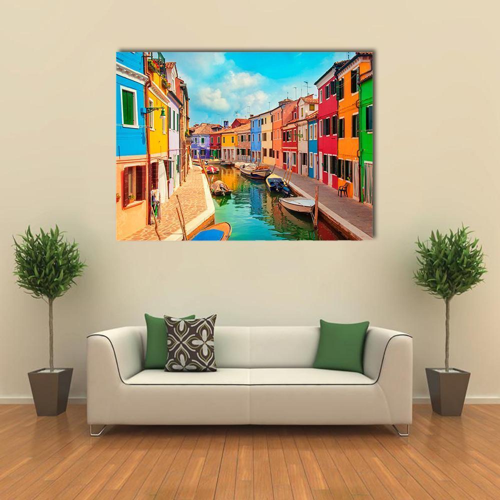 Burano Island In Venice Canvas Wall Art-1 Piece-Gallery Wrap-48" x 32"-Tiaracle