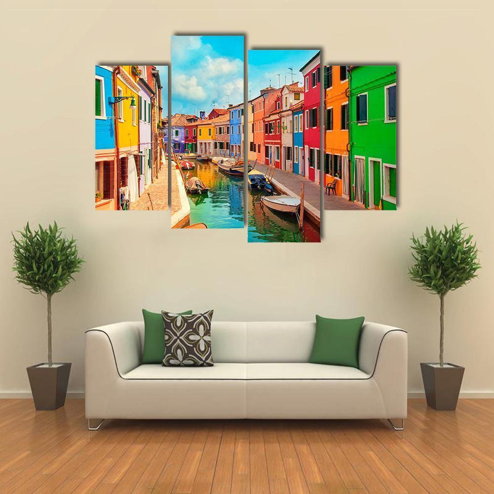 Burano Island In Venice Canvas Wall Art-4 Pop-Gallery Wrap-50" x 32"-Tiaracle