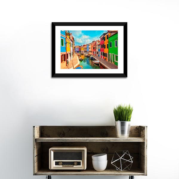 Burano Island In Venice Canvas Wall Art-1 Piece-Framed Print-20" x 16"-Tiaracle