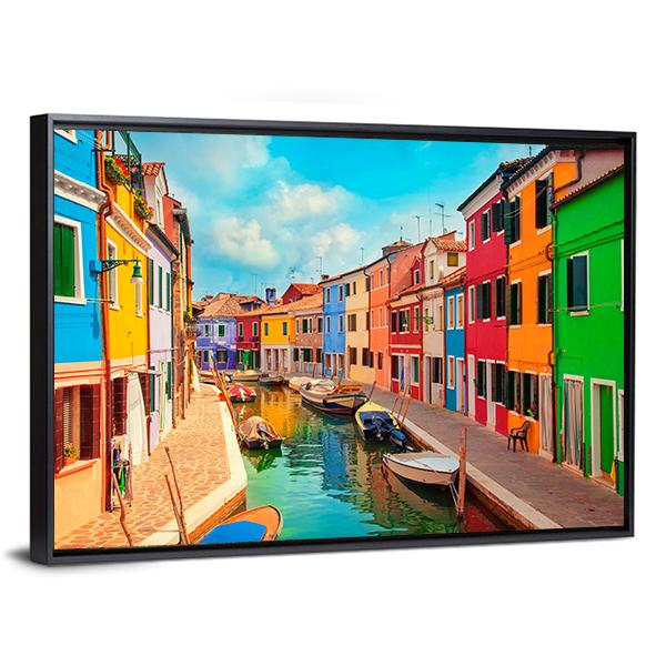 Burano Island In Venice Canvas Wall Art-3 Horizontal-Gallery Wrap-25" x 16"-Tiaracle