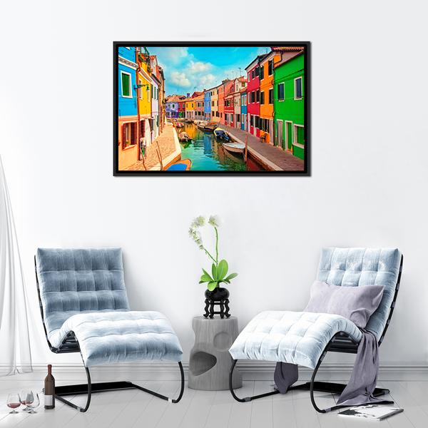 Burano Island In Venice Canvas Wall Art-3 Horizontal-Gallery Wrap-25" x 16"-Tiaracle