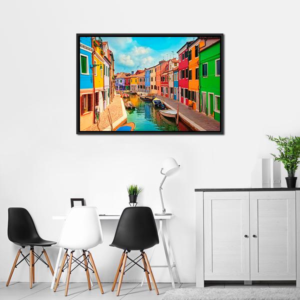 Burano Island In Venice Canvas Wall Art-3 Horizontal-Gallery Wrap-25" x 16"-Tiaracle