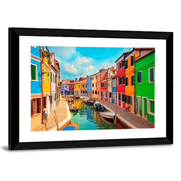 Burano Island In Venice Canvas Wall Art-3 Horizontal-Gallery Wrap-25" x 16"-Tiaracle