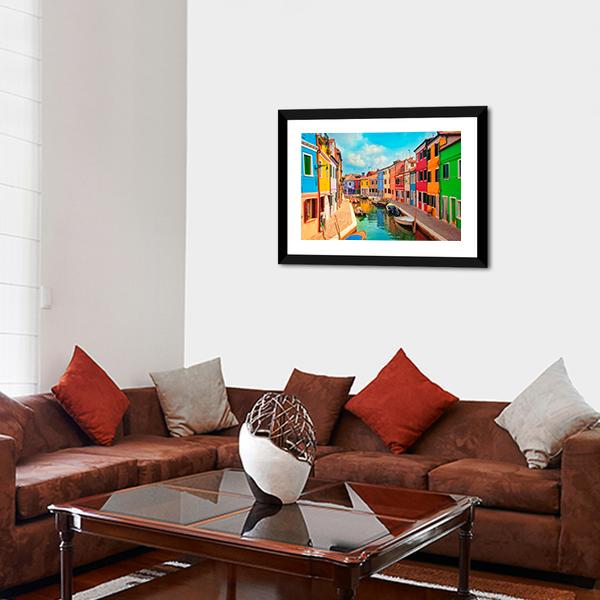 Burano Island In Venice Canvas Wall Art-3 Horizontal-Gallery Wrap-25" x 16"-Tiaracle