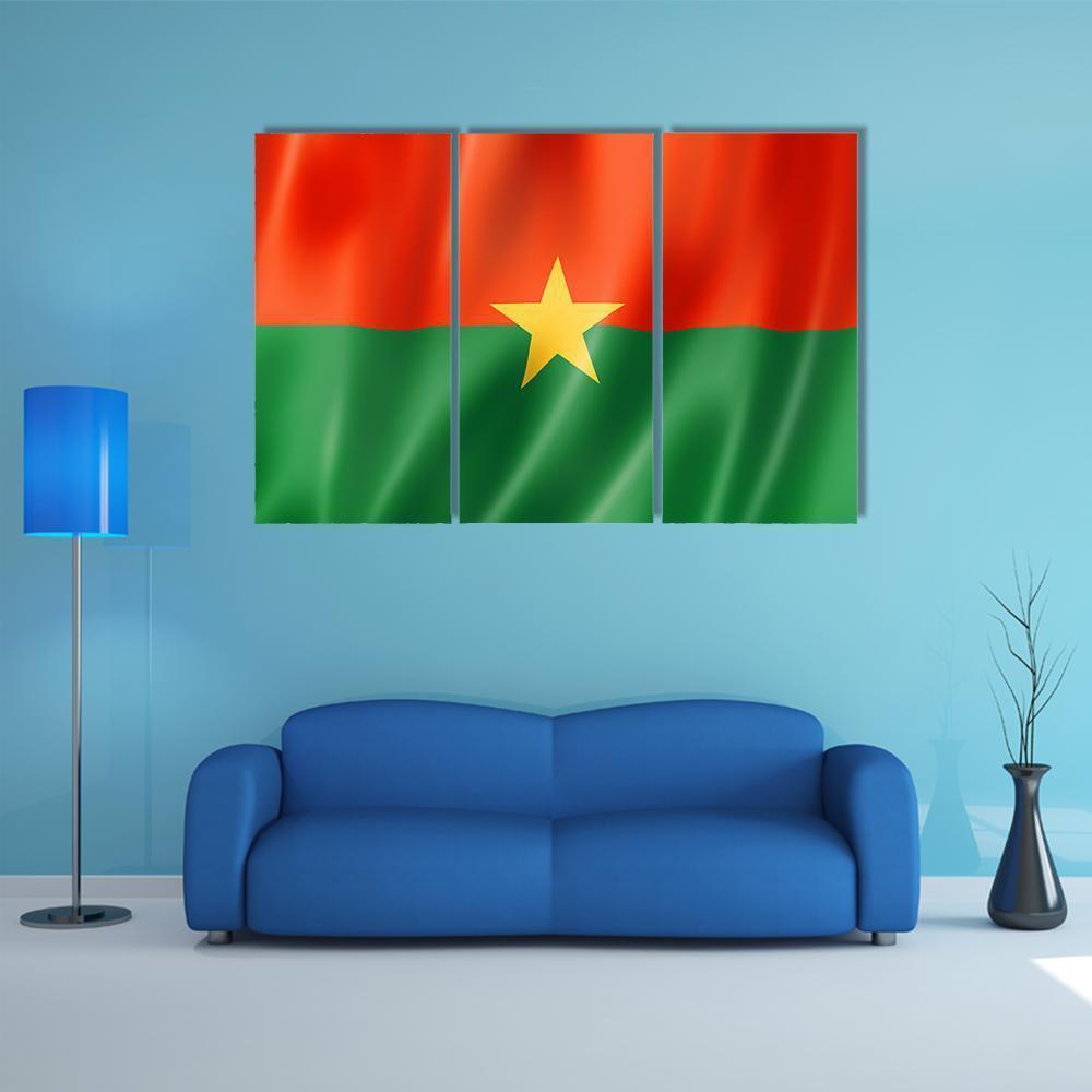 Burkina Faso Flag Canvas Wall Art-3 Horizontal-Gallery Wrap-37" x 24"-Tiaracle