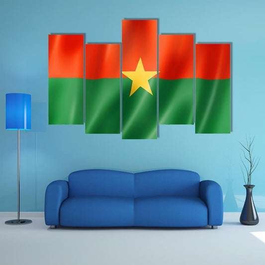Burkina Faso Flag Canvas Wall Art-5 Pop-Gallery Wrap-47" x 32"-Tiaracle