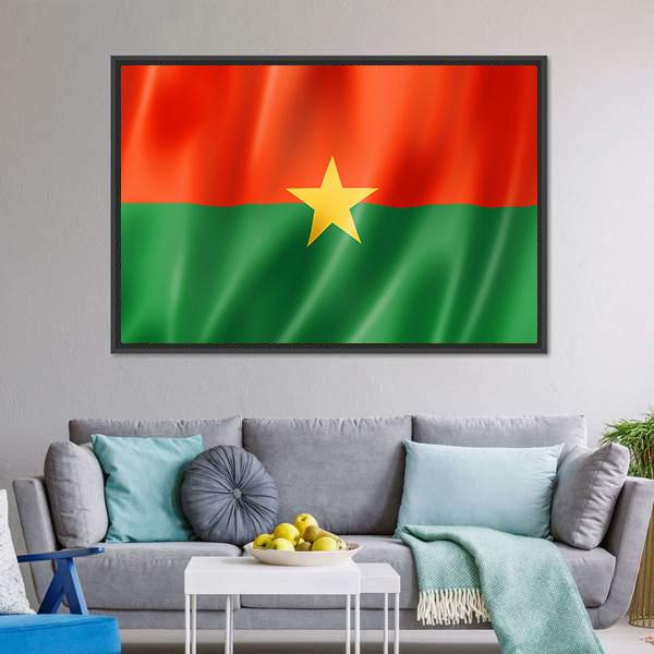 Burkina Faso Flag Canvas Wall Art-1 Piece-Floating Frame-24" x 16"-Tiaracle