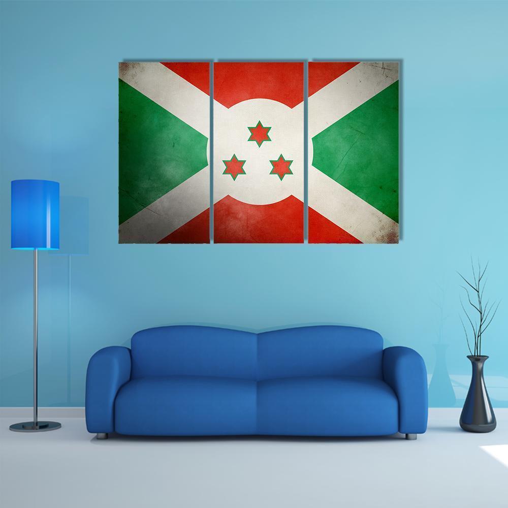 Burundi Faso Flag Canvas Wall Art-3 Horizontal-Gallery Wrap-37" x 24"-Tiaracle