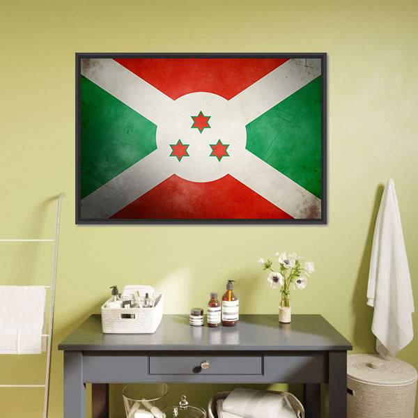 Burundi Faso Flag Canvas Wall Art-3 Horizontal-Gallery Wrap-25" x 16"-Tiaracle