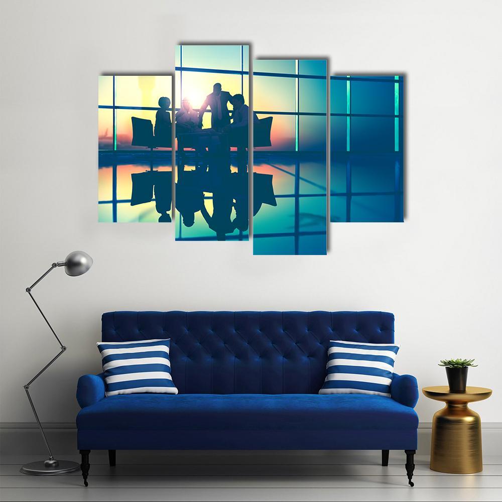 Business Meeting Canvas Wall Art-4 Pop-Gallery Wrap-50" x 32"-Tiaracle
