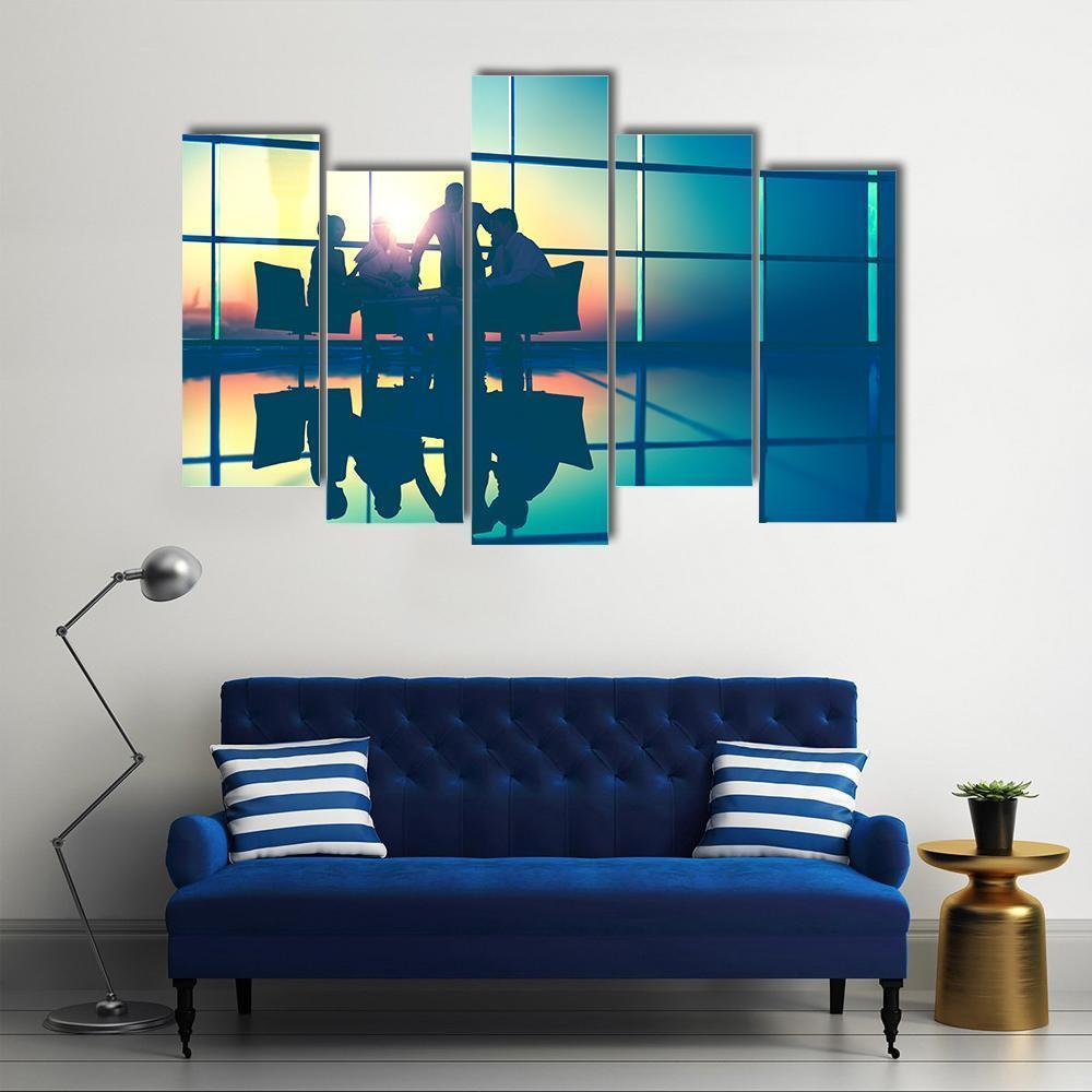 Business Meeting Canvas Wall Art-5 Pop-Gallery Wrap-47" x 32"-Tiaracle