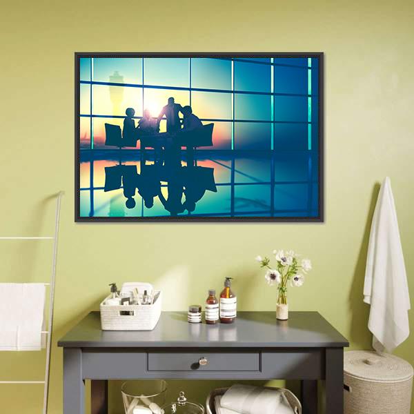 Business Meeting Canvas Wall Art-3 Horizontal-Gallery Wrap-25" x 16"-Tiaracle