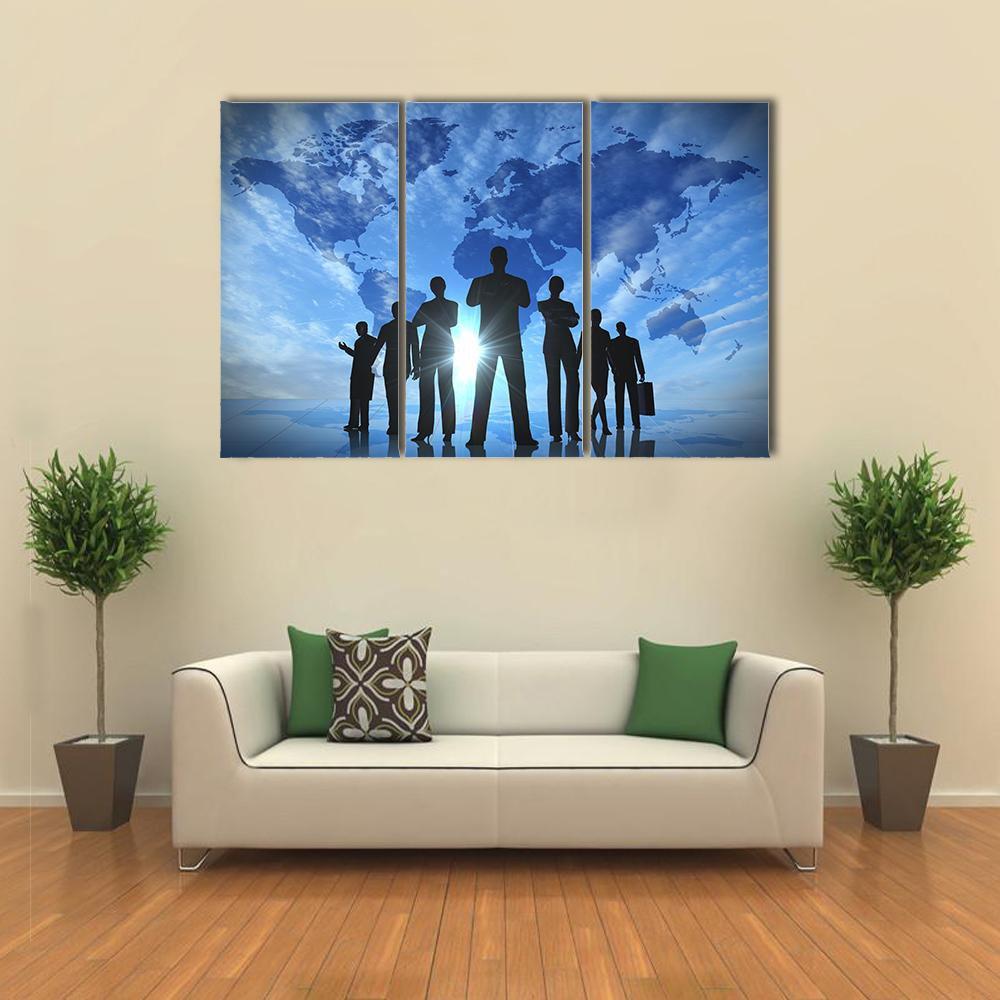 Business People Silhouettes Canvas Wall Art-3 Horizontal-Gallery Wrap-37" x 24"-Tiaracle