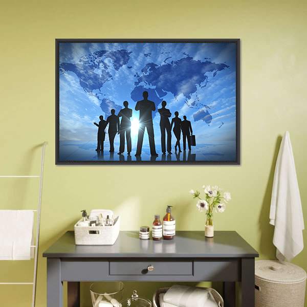 Business People Silhouettes Canvas Wall Art-3 Horizontal-Gallery Wrap-25" x 16"-Tiaracle