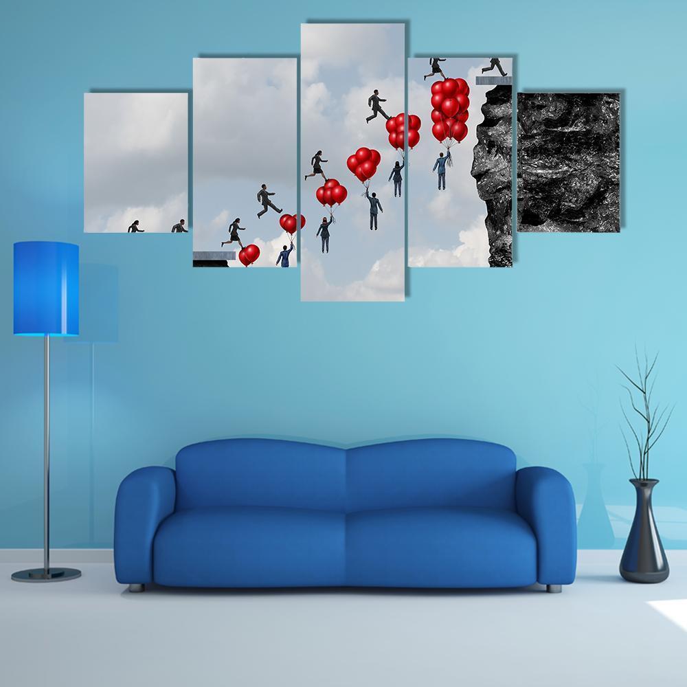 Business Teamwork Success Canvas Wall Art-5 Star-Gallery Wrap-62" x 32"-Tiaracle