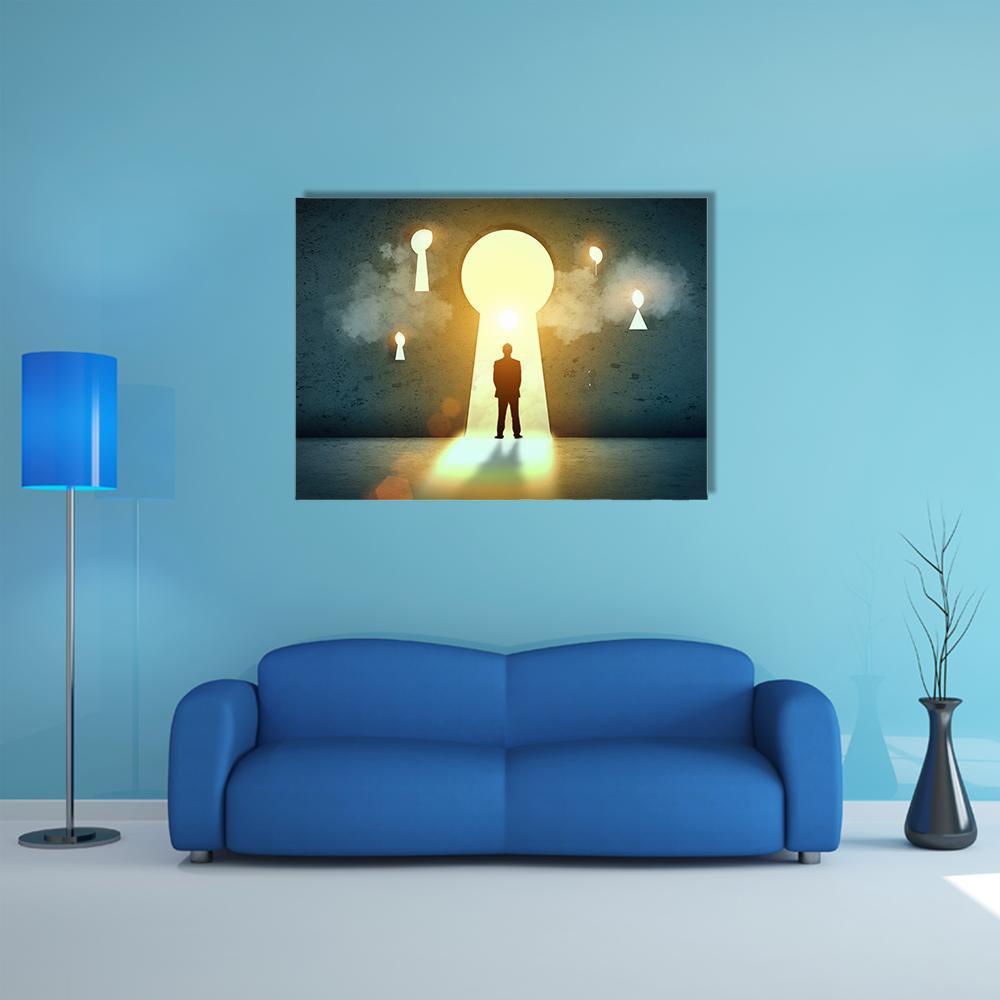 Businessman Silhouette Canvas Wall Art-1 Piece-Gallery Wrap-48" x 32"-Tiaracle