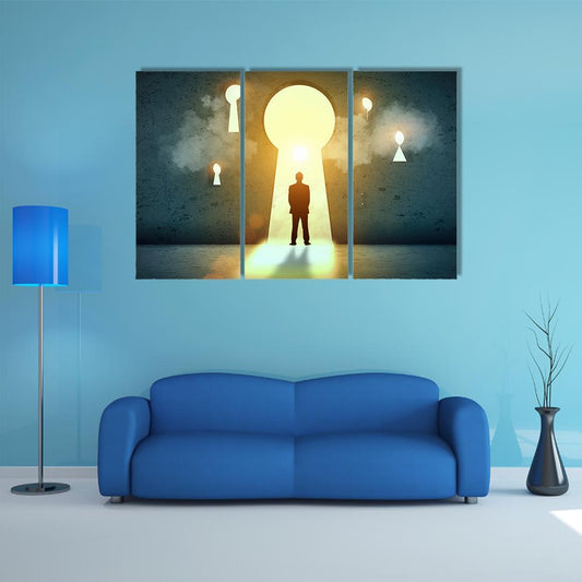 Businessman Silhouette Canvas Wall Art-3 Horizontal-Gallery Wrap-37" x 24"-Tiaracle