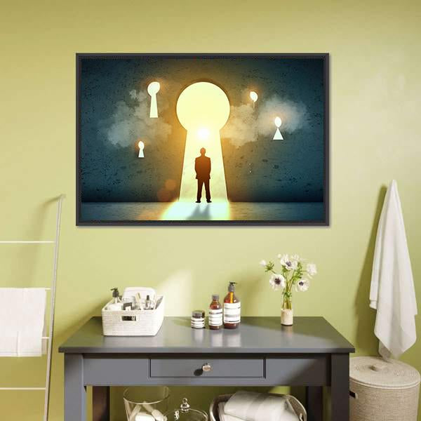 Businessman Silhouette Canvas Wall Art-3 Horizontal-Gallery Wrap-25" x 16"-Tiaracle