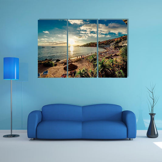 Cala d'Hort Beach Canvas Wall Art-3 Horizontal-Gallery Wrap-37" x 24"-Tiaracle