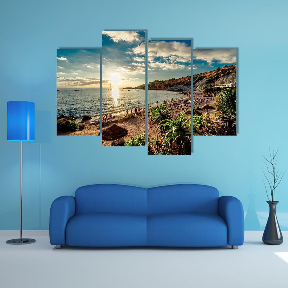 Cala d'Hort Beach Canvas Wall Art-4 Pop-Gallery Wrap-50" x 32"-Tiaracle