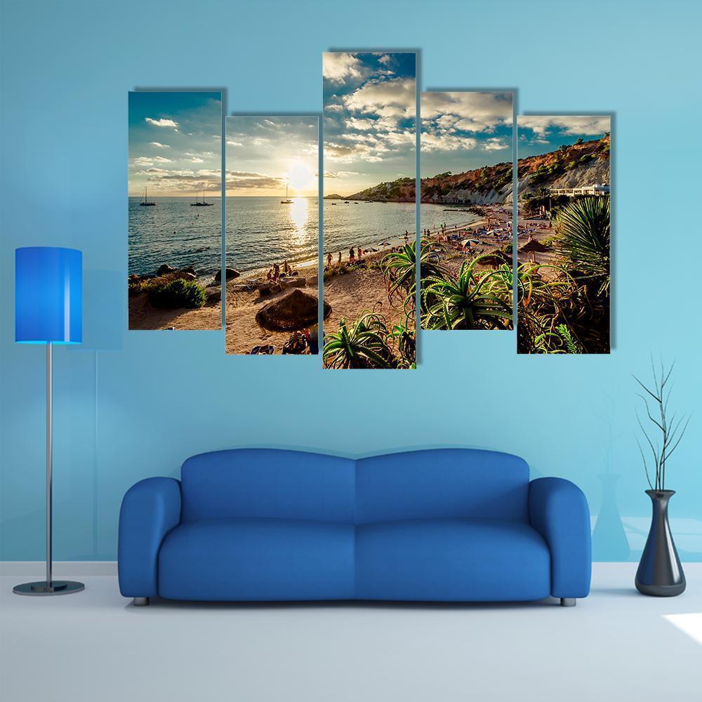 Cala d'Hort Beach Canvas Wall Art-5 Pop-Gallery Wrap-47" x 32"-Tiaracle