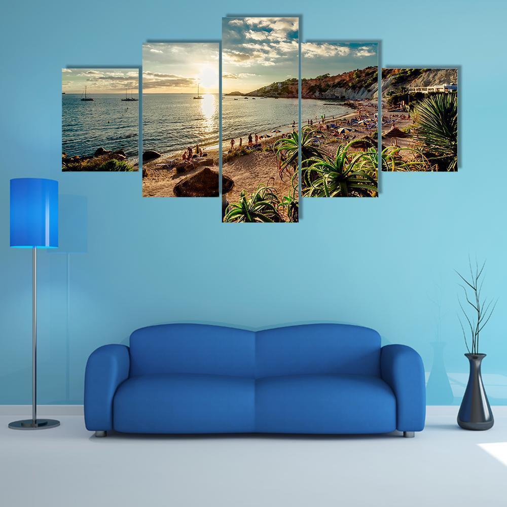 Cala d'Hort Beach Canvas Wall Art-5 Star-Gallery Wrap-62" x 32"-Tiaracle