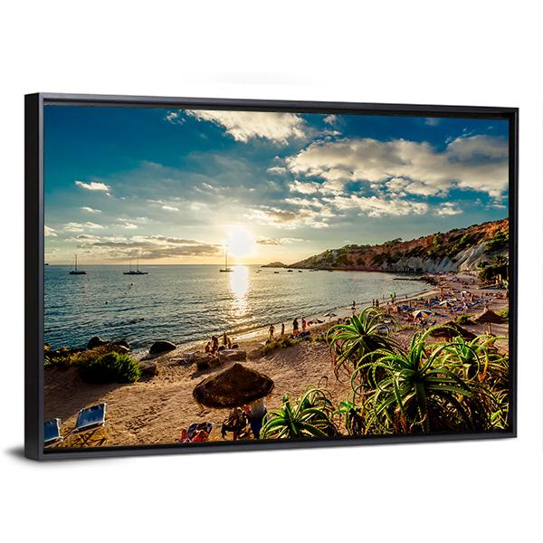 Cala d'Hort Beach Canvas Wall Art-3 Horizontal-Gallery Wrap-25" x 16"-Tiaracle